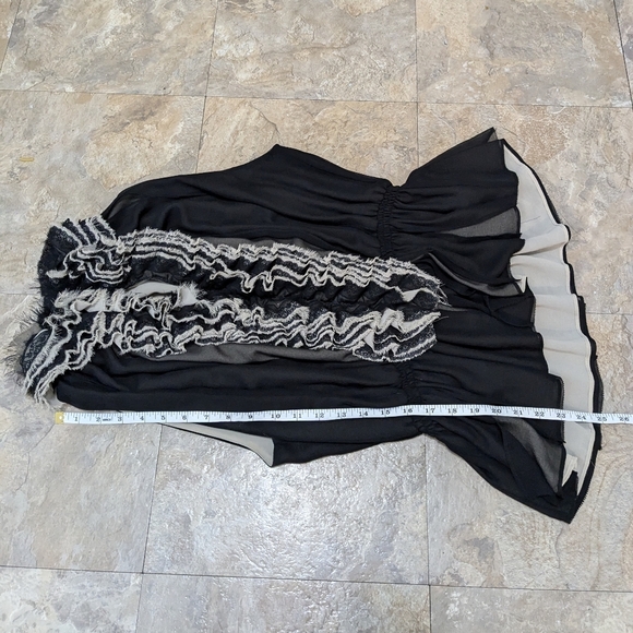 Robert Rodriguez Neiman Marcus x Target M Black‎ & Tan Ruffled High Neck Blouse - Picture 9 of 9